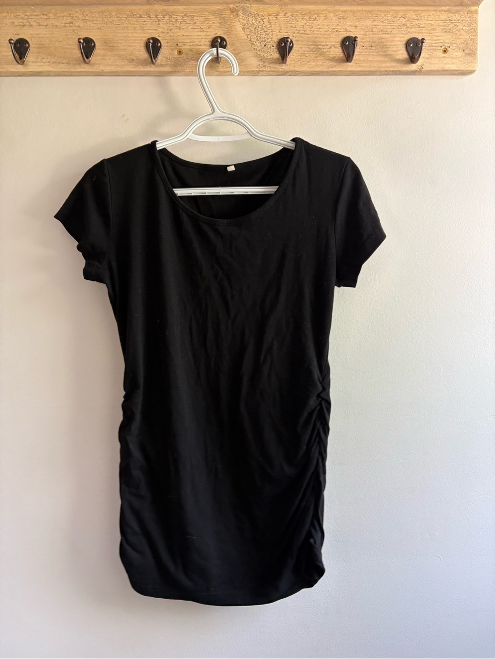 Black Women’s Short Sleeve Scoop Neck Top - MATERNITY